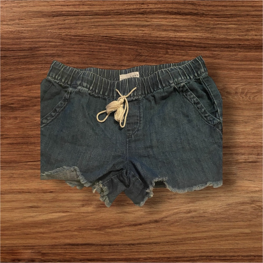 Loft Brand Drawstring Waist Linen Blend Shorts Size 4